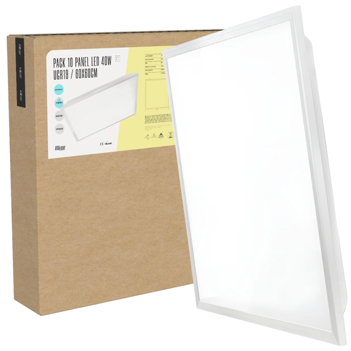 BX3 LIGHT Pack de 10 Panneaux LED Modulaires 600x600 40W 4000K BX3-LP-40W-U19-W, pour plafond suspendu, blanc, éclairage de bureau et commerce BX3 LIGHT Pack de 10 Panneaux LED Modulaires 600x600 40W 4000K BX3-LP-40W-U19-W, pour plafond suspendu, blanc, éclairage de bureau et commerce