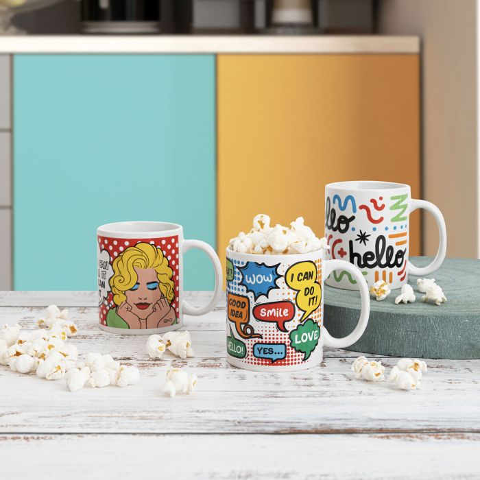 Tasse Quid Wow Bandes dessinées Multicouleur Céramique 330 ml (12 Unités) 3 Tasse Quid Wow Bandes dessinées Multicouleur Céramique 330 ml (12 Unités) 3