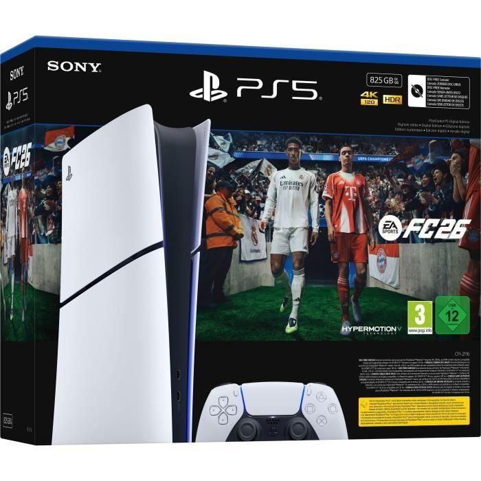 Pack PS5 Digital : Console PlayStation 5 (modele Slim) + FC26 (code dans la boite) 0 Pack PS5 Digital : Console PlayStation 5 (modele Slim) + FC26 (code dans la boite) 0