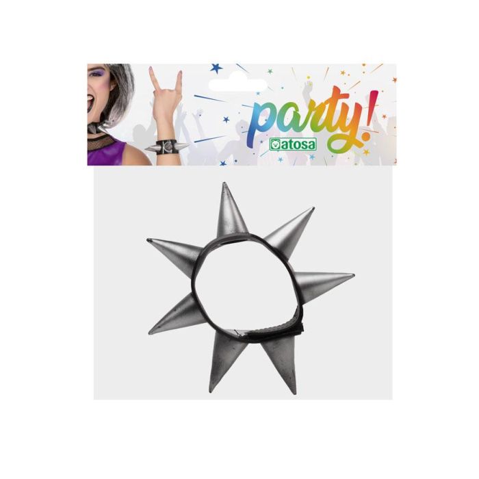 Pulsera Punk - Bracelet à pointes argenté noir pour adultes, accessoire de style heavy metal et futuriste