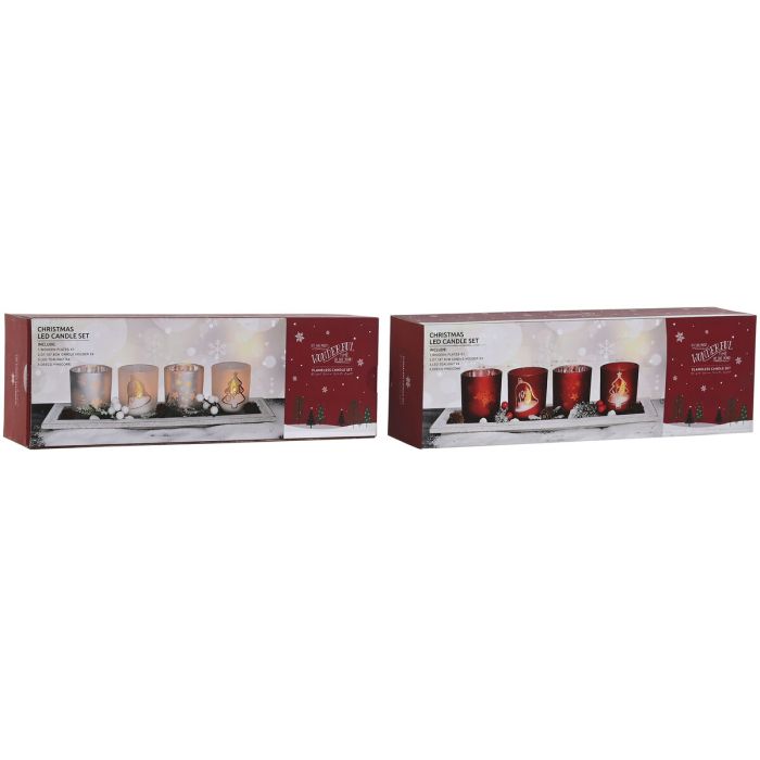 Bougeoirs de Noël Home ESPRIT Blanc Rouge 40 X 9 X 13,5 cm (5 Pièces) (2 Unités) 1