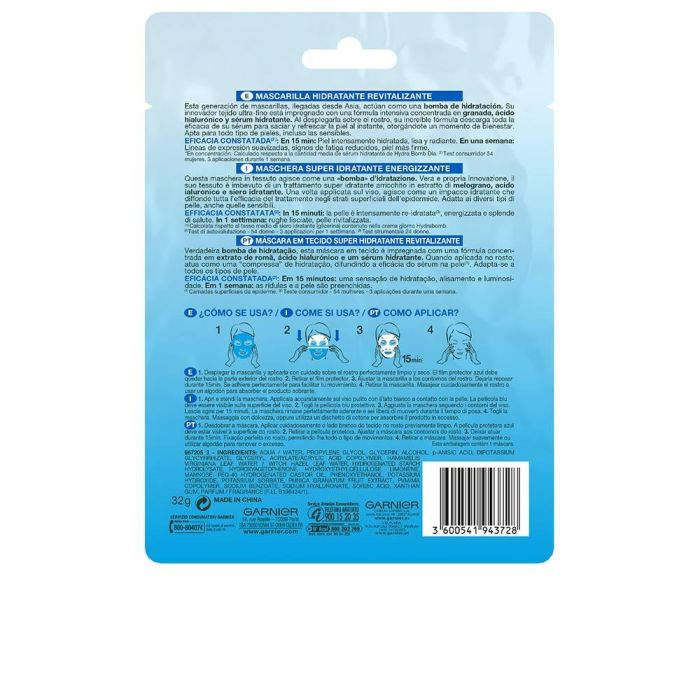 Garnier Skinactive Hydrabomb Masque Visage Hydratant Revitalisant Pour Peaux Déshydratées 1 Unité 1 Garnier Skinactive Hydrabomb Masque Visage Hydratant Revitalisant Pour Peaux Déshydratées 1 Unité 1