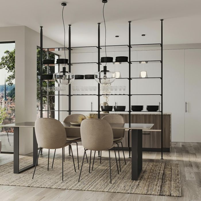 Emuca Lot de consoles pour 5 tablettes en verre pour la structure Zero, verre non inclus, Zamak, Peint en noir texturé 3