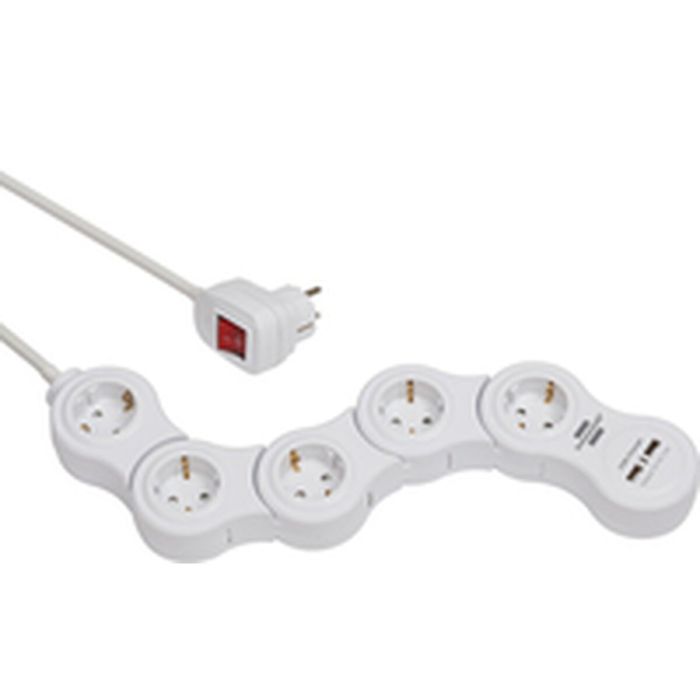 Multiprise 5 Prises avec Interrupteur Brennenstuhl Vario-Power Blanc 3600 W USB x 2 (1,4 m) 3 Multiprise 5 Prises avec Interrupteur Brennenstuhl Vario-Power Blanc 3600 W USB x 2 (1,4 m) 3