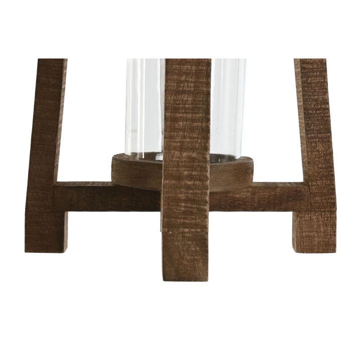 Bougeoir Home ESPRIT Naturel Verre Bois de manguier 25 x 25 x 35 cm 2