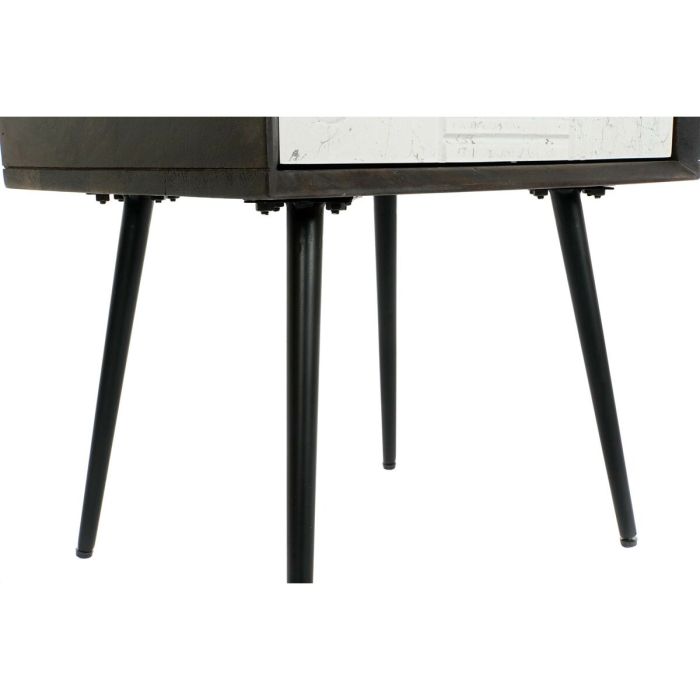 Table de Nuit DKD Home Decor 45 x 38 x 50 cm Noir Métal Blanc Bois de manguier Wengue 4