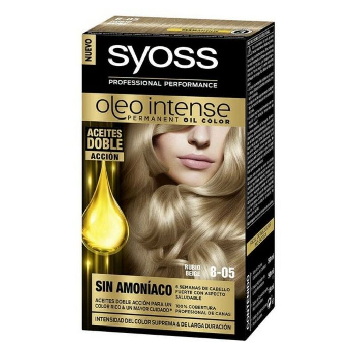 Teinture permanente Syoss Olio Intense Sans ammoniaque Nº 8,05 Blond Beige 2