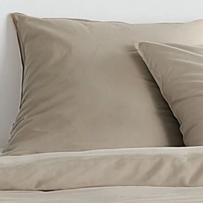 Today Essential Parure de lit 2 personnes 220x240 cm en polyester effet crépon beige - Housse de couette + 2 taies d'oreiller