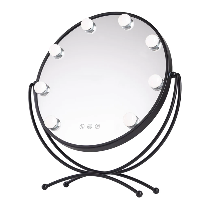 Miroir LED Maquillage Éclairé 48x43cm Noir Lumière Réglable Température de Couleur 2700-6500K SUN-KRS-430-B 0