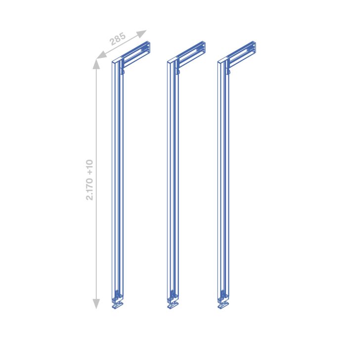 Emuca Lot de 3 cadres Zero avec quincaillerie et profilés pour montage au sol et au mur avec niveleur rectangulaire, Aluminium et Zamak, Noir texturé 8