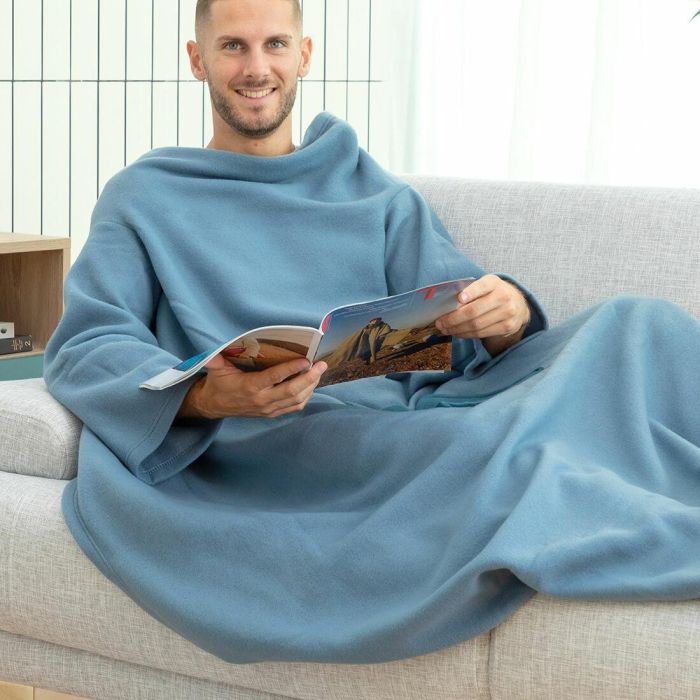 Pack Chaussons Chauffants Micro-ondes et Couverture à Manche Individuelle avec Poche Centrale InnovaGoods 11