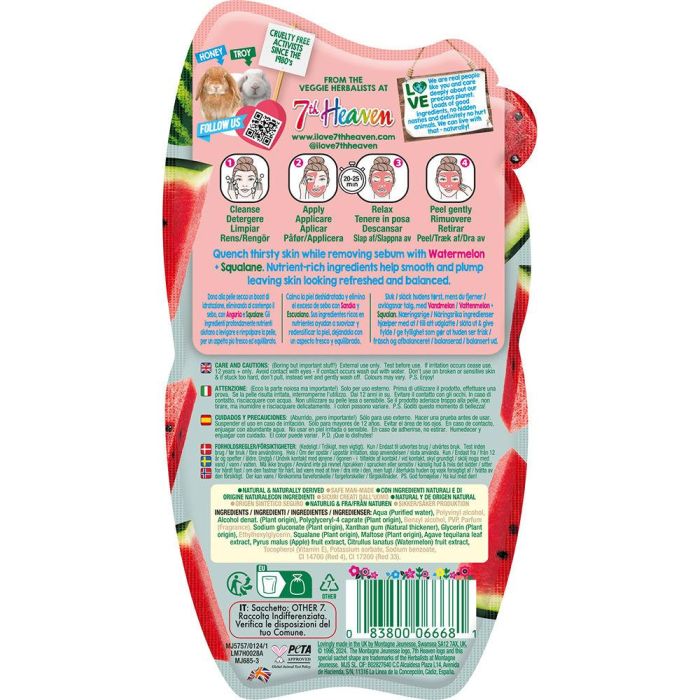7Th Heaven Peel-Off Moisture Boost Pastèque Avec Squalane 10 mL 1 7Th Heaven Peel-Off Moisture Boost Pastèque Avec Squalane 10 mL 1