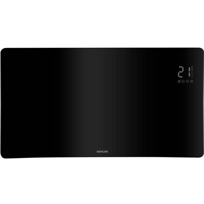 Sencor Radiateur Intelligent Connecté Wi-Fi SCF 4741BK 2400 W en verre, Écran LED, Thermostat, Contrôle Application, 2 Puissances (1200/2400 W), Programmation, Noir