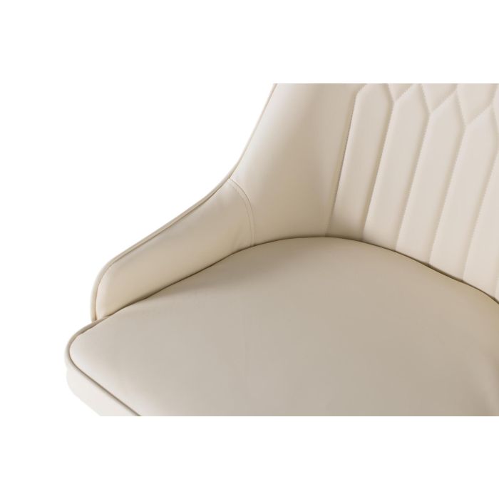 GINER Y COLOMER Lot de 4 chaises de salle à manger avec dossier rembourré en cuir PU beige et pieds en acier tubulaire noir mat, design moderne et élégant 5