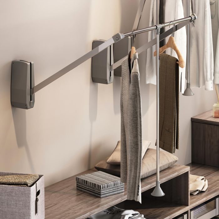 Emuca Penderie rabattable pour armoire Hang mural, 600-830, Chromé, Acier et Plastique 3