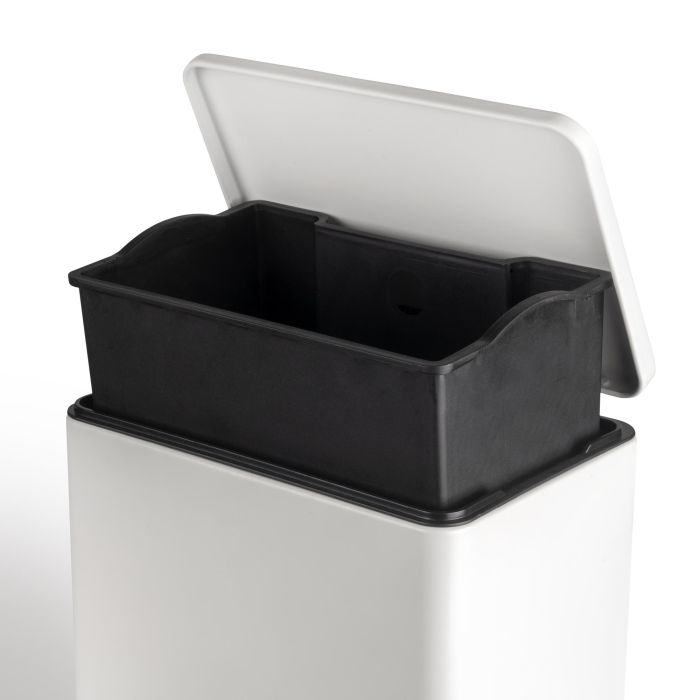 Emuca Bac de tri sélectif a compartiments Recycle, ouverture du couvercle par pédale, 1x12litres, Aluminium, Peint en blanc 3 Emuca Bac de tri sélectif a compartiments Recycle, ouverture du couvercle par pédale, 1x12litres, Aluminium, Peint en blanc 3