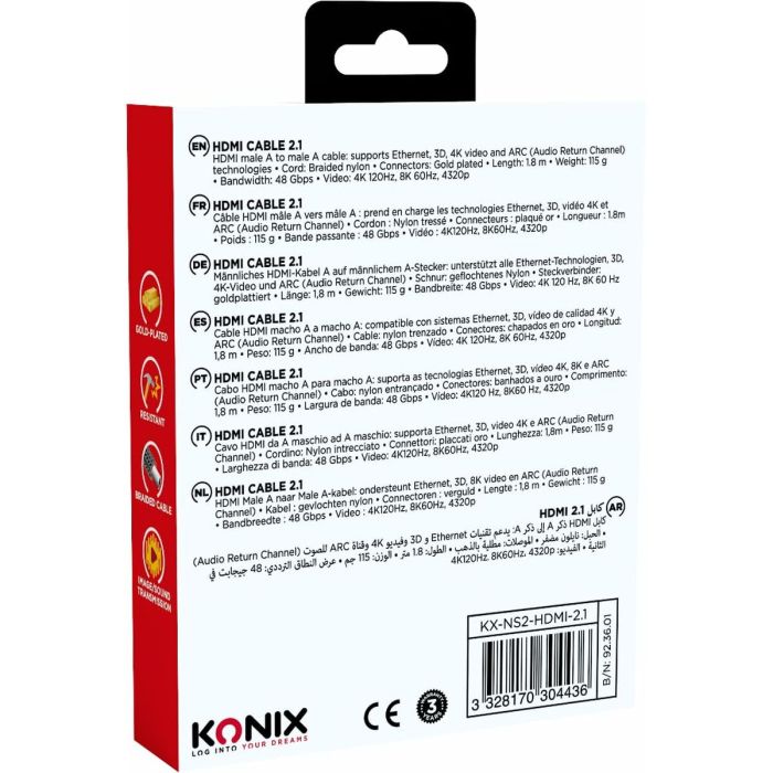 Câble HDMI KONIX 4 Câble HDMI KONIX 4