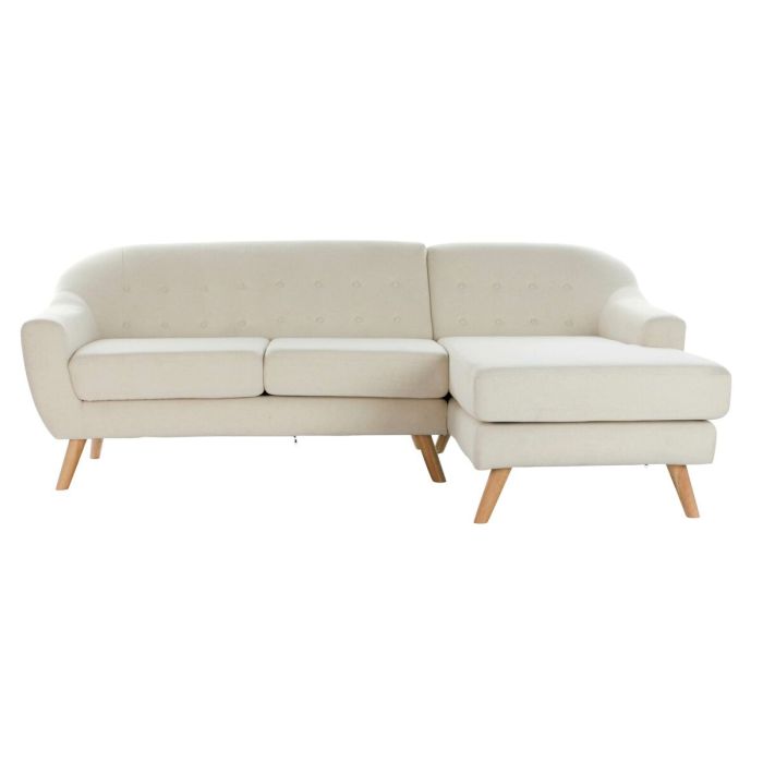 Canapé chaise longue DKD Home Decor Crème Bois d'hévéa 226 x 144 x 84 cm 6