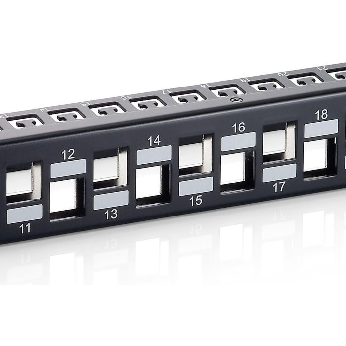 Equip Patchpanel 24x Cat6A 19" FTP 1HE Keystone Montage sw 3 Equip Patchpanel 24x Cat6A 19" FTP 1HE Keystone Montage sw 3