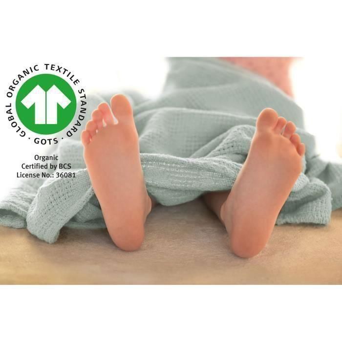 Couverture bébé - ROBA - LIL PLANET - 80 x 80 cm - Coton biologique - Pois éponge - Vert givré 2