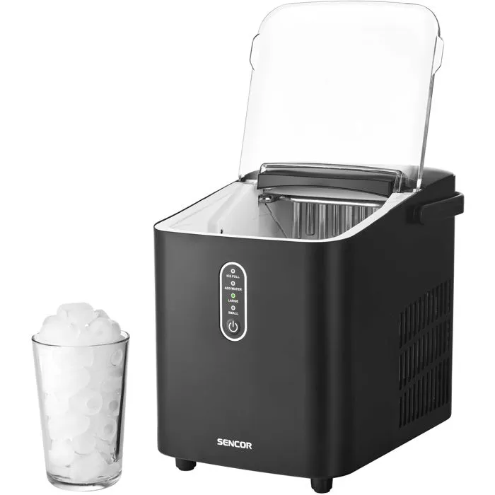Sencor SIM 2500BK - Machine à Glaçons Portative, 12 kg/jour, 8 glaçons en 8 min, Fonction Arrêt Automatique, 1L