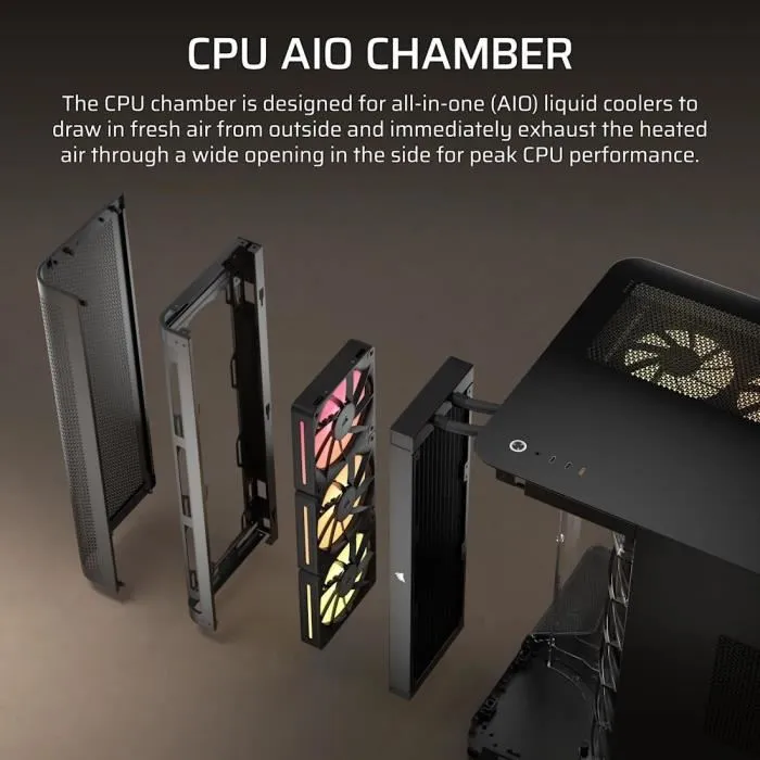 Corsair AIR 5400 - Boîtier PC Gamer ATX Mid-Tower avec Châssis à 3 Chambres, Verre Trempé, Refroidissement Exceptionnel et 3 Ventilateurs RGB à Rotor Inversé Inclus - Noir Corsair AIR 5400 - Boîtier PC Gamer ATX Mid-Tower avec Châssis à 3 Chambres, Verre Trempé, Refroidissement Exceptionnel et 3 Ventilateurs RGB à Rotor Inversé Inclus - Noir