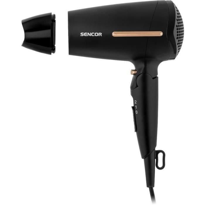 Sencor SHD 0045BK Sèche-cheveux 1600W Compact, 2 Températures/Vitesses, Fonction Air Froid, Poignée Ergonmique - 1.8m
