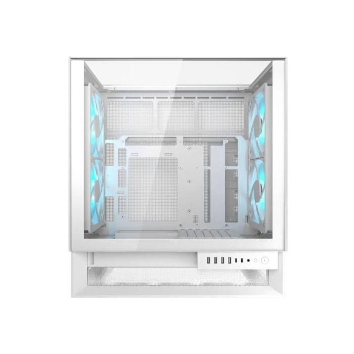 Cougar CGR-2WA3W-RGB - Boîtier PC Midi-Tower Blanc avec Éclairage ARGB, Ventilateurs avant 160mm, Compatible ATX/micro-ATX/Mini-ITX, Port USB-C, Vitre Latérale, Support GPU 38cm