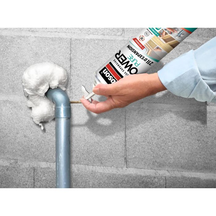 Rubson - Lot de 2 aérosols de mousse expansive polyuréthane Power Pure, 21 L, adhérence multi-supports, isolant thermique et acoustique, ponçable et peinture