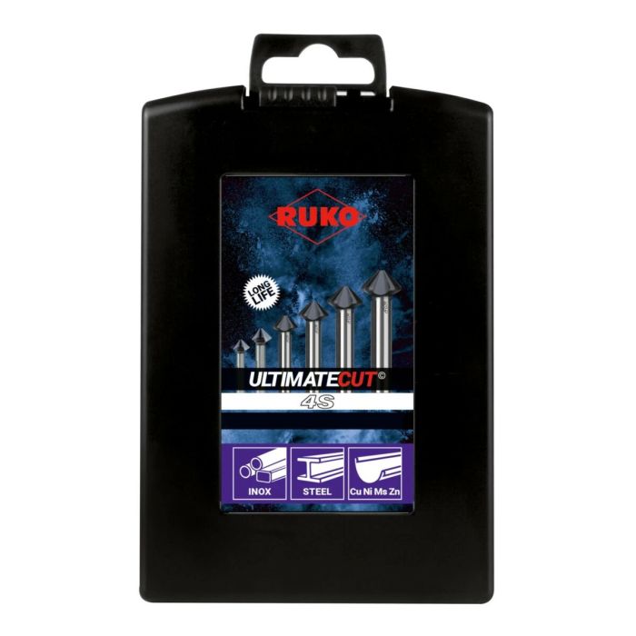 Jeu de fraises à chanfreiner (Fraises à chanfreiner) RUKO ULTIMATECUT 4S Acier rapide (AR) 6 Pièces 5 Jeu de fraises à chanfreiner (Fraises à chanfreiner) RUKO ULTIMATECUT 4S Acier rapide (AR) 6 Pièces 5