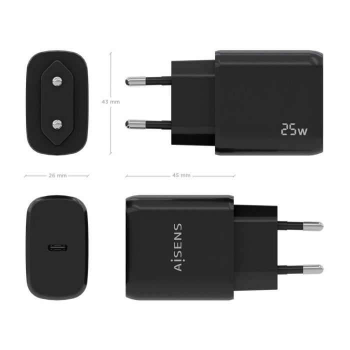 Chargeur mural Aisens A110-0757 25 W Noir (1 Unité) 2