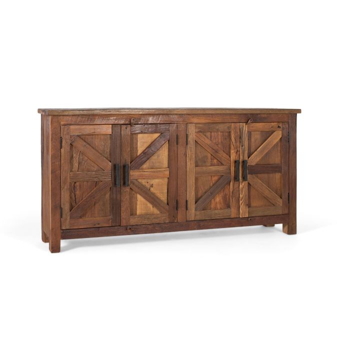 GINER Y COLOMER Buffet rustique en bois recyclé, 4 portes, fait main, couleur noyer, dimensions détaillées 2 GINER Y COLOMER Buffet rustique en bois recyclé, 4 portes, fait main, couleur noyer, dimensions détaillées 2
