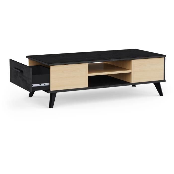 Table basse - KENT - Rectangulaire - Chene de file / Sidewalk - 2 tiroirs - 1 rayon - Pieds - 106,6 x 50,1 x 35,2 cm 1 Table basse - KENT - Rectangulaire - Chene de file / Sidewalk - 2 tiroirs - 1 rayon - Pieds - 106,6 x 50,1 x 35,2 cm 1