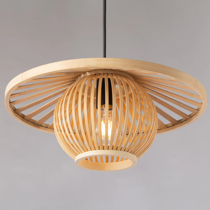 Lampe Suspendue Pembroke Pines SKD-P80114, Rotin, Style Naturel Boho-Chic 1