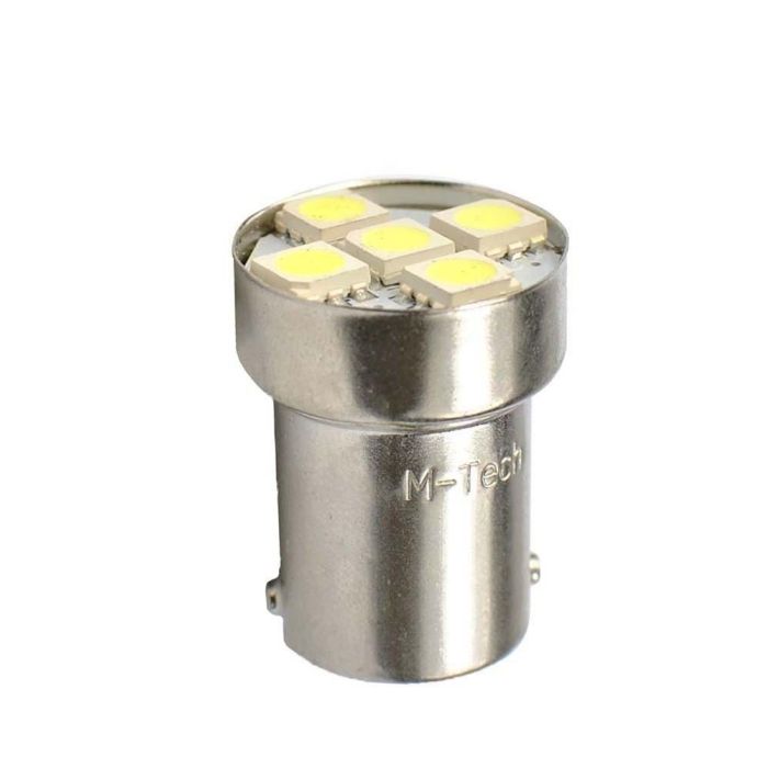 M-Tech Blister 2X Led L075W Ba15S G18 5XSmd5050 Blanc 12V 1,2W Remplacement R10W P21W 1156