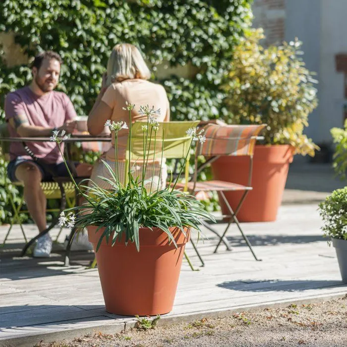 Eda Pot de fleur Toscane rond, Ø 60 cm, 76 L, intérieur/extérieur, anti-UV et gélif, couleur orange terre battue, fabriqué en France Eda Pot de fleur Toscane rond, Ø 60 cm, 76 L, intérieur/extérieur, anti-UV et gélif, couleur orange terre battue, fabriqué en France