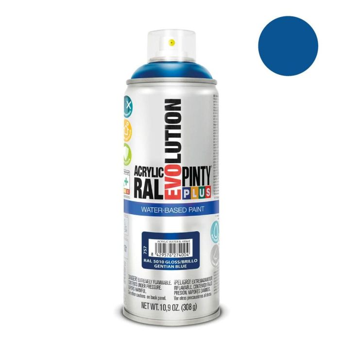 Peinture en spray Pintyplus Evolution RAL 5010 Base d'eau Gentian Blue 400 ml 1