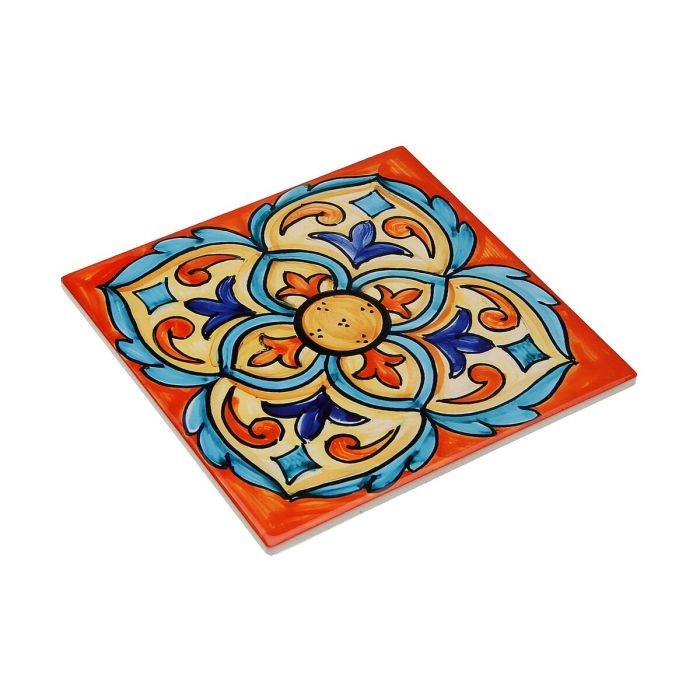Dessous de plat Versa Bleu Orange Liège Céramique Carrelage 20 X 0,6 X 20 CM