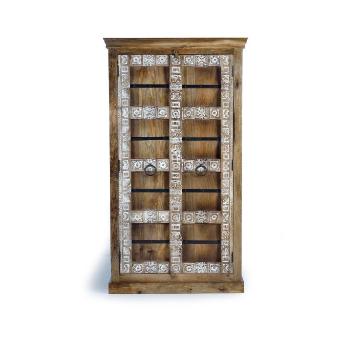 GINER Y COLOMER Armario en bois de mangle avec détails sculptés main - 2 portes, étagères, dimensions 180x100x45 cm 1 GINER Y COLOMER Armario en bois de mangle avec détails sculptés main - 2 portes, étagères, dimensions 180x100x45 cm 1
