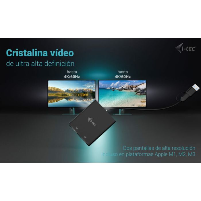 Câble USB i-Tec CADUAL4KDP Noir 3 Câble USB i-Tec CADUAL4KDP Noir 3