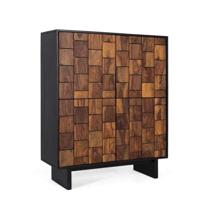 GINER Y COLOMER - Buffet bar en bois massif de manguier et sheesham avec effet 3D et rangements, 108x40x129 cm, couleur wengué - nécessite montage 1 GINER Y COLOMER - Buffet bar en bois massif de manguier et sheesham avec effet 3D et rangements, 108x40x129 cm, couleur wengué - nécessite montage 1