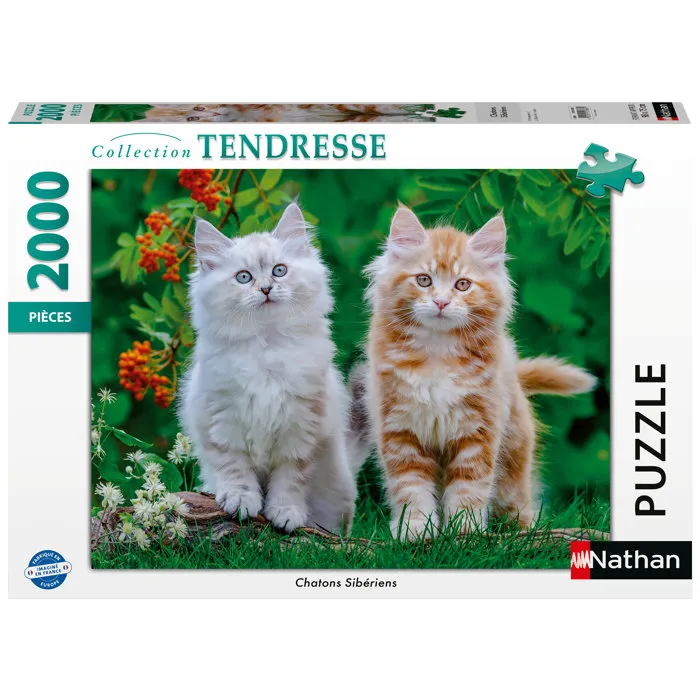 Nathan 12001868 - Puzzle 2000 pièces, Chatons Sibériens - À partir de 14 ans - Collection Tendresse - Qualité supérieure Nathan 12001868 - Puzzle 2000 pièces, Chatons Sibériens - À partir de 14 ans - Collection Tendresse - Qualité supérieure