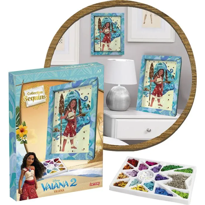 Lansay - Kit loisir créatif Collection Sequins à paillettes Vaiana - Cadre décoratif - Loisirs créatifs enfants dès 7 ans Lansay - Kit loisir créatif Collection Sequins à paillettes Vaiana - Cadre décoratif - Loisirs créatifs enfants dès 7 ans