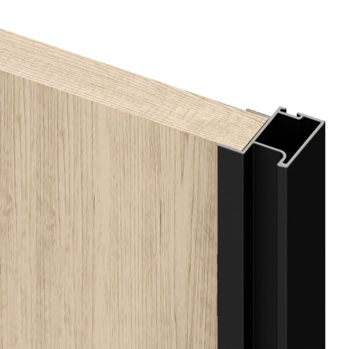 Emuca Kit de quincaillerie pour armoire à 2 portes coulissantes avec fermeture souple Placard 74, Modèle de poignée Sharp, épaisseur 19mm, panneaux non inclus, Peint en Noir 3