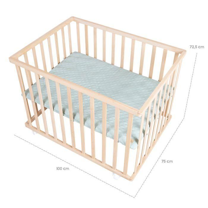 Parc bébé - ROBA - 75 x 100 cm - Tapis de parc 'Roba Style' vert givré inclus - Roulettes - Bois naturel 4 Parc bébé - ROBA - 75 x 100 cm - Tapis de parc 'Roba Style' vert givré inclus - Roulettes - Bois naturel 4