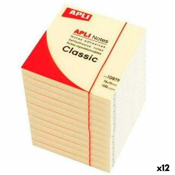 Notes Adhésives Apli CLASSIC Jaune 75 x 75 mm (12 Unités)