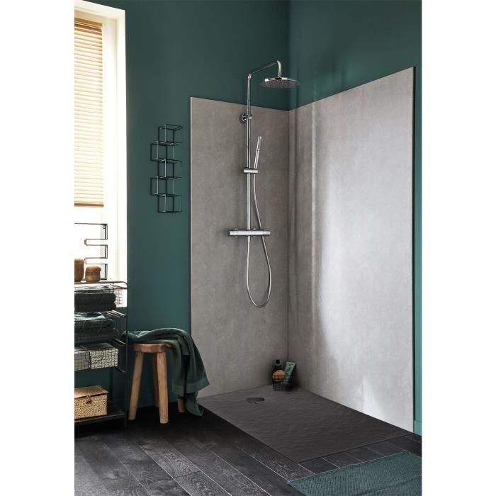 Receveur de douche extra-plat Jacob Delafon Ipso E62302-AGM 100x80x3,5 cm - Gris anthracite, texture pierre 1