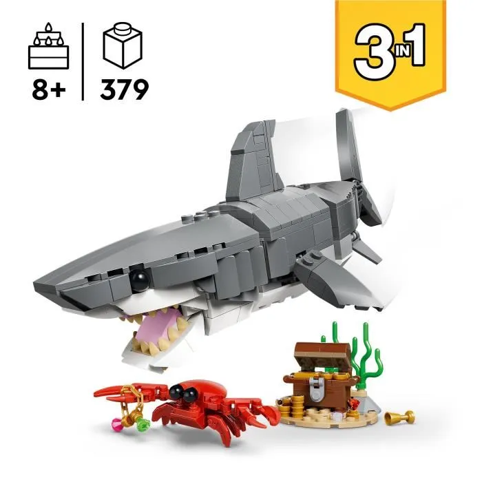 Lego Creator 3-en-1 31381 Le Redoutable Requin et le Coffre au Trésor - Jouet de Construction, 3 Modèles, Requin, Baudroie, Raie Manta - Jouet à Partir de 8 Ans Lego Creator 3-en-1 31381 Le Redoutable Requin et le Coffre au Trésor - Jouet de Construction, 3 Modèles, Requin, Baudroie, Raie Manta - Jouet à Partir de 8 Ans