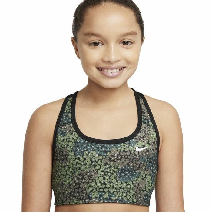 Soutien-gorge de Sport Nike Dri-FIT Swoosh Noir/Vert Enfant