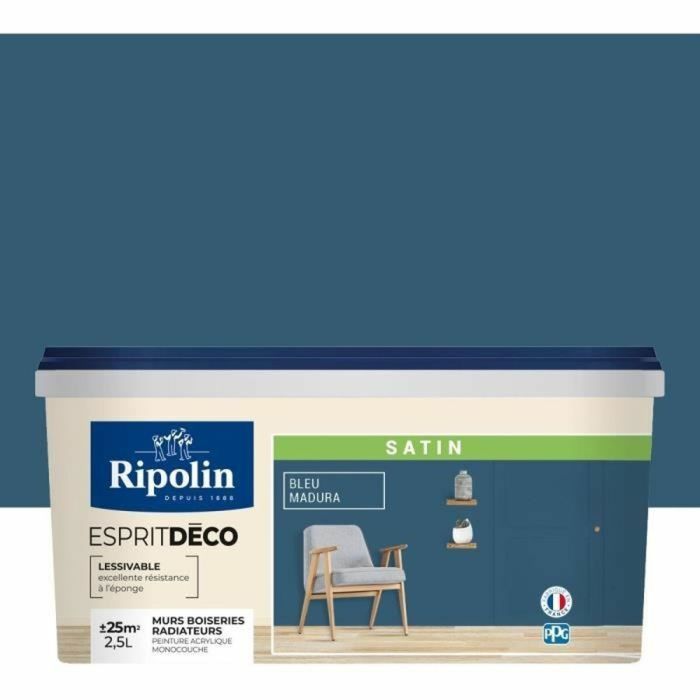 Ripolin Esprit Deco Peinture Satinée Madura 2.5L - Monocouche, Haute Couvrance pour Murs, Boiseries et Radiateurs Ripolin Esprit Deco Peinture Satinée Madura 2.5L - Monocouche, Haute Couvrance pour Murs, Boiseries et Radiateurs